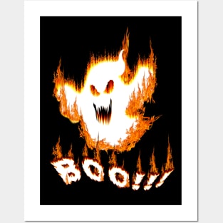 boo ghost in fire Posters and Art
